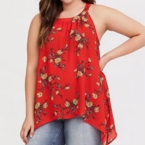NWT TORRID Orange Chiffon Swing Cami Tank Top Floral Blouse Womens Size 5XL 28